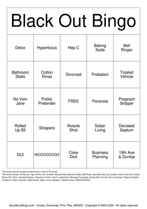 BLACKOUT BINGO Bingo Cards to Download, Print and Customize!