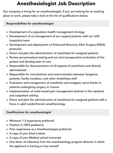 Anesthesiologist Job Description | Velvet Jobs