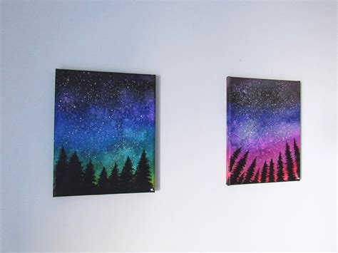 Galaxy Tree Painting Night Sky Silhouette Purple Pink Black - Etsy