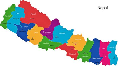 Nepal Map of Regions and Provinces - OrangeSmile.com