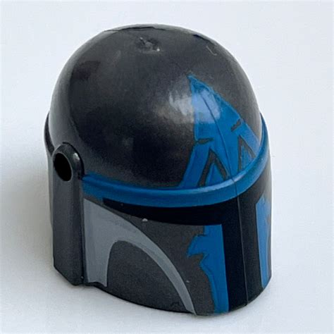 LEGO PART 87610pr0351 Helmet Mandalorian with Holes, Black Visor, Blue ...