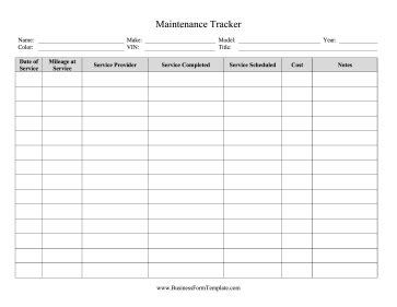 Maintenance Log Template