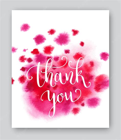 Premium Vector | Thank you watercolor card template bright hand painted ...