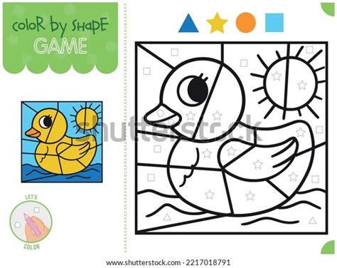 Coloring By Shapes Educational Game Children Stock Vector (Royalty Free ...