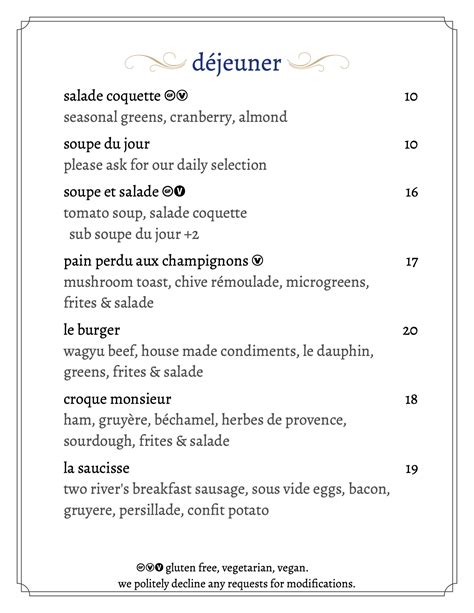 Menus – Coquette