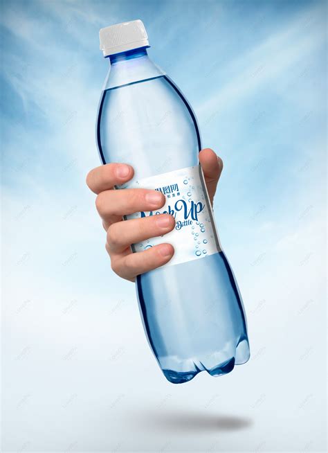 Hand held mineral water bottle packaging mockup template image_picture ...