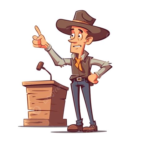 Auctioneer Clipart Western Sheriff In Cowboy Attire On A Podium Pointing To The Audience Cartoon ...