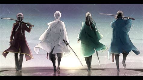 Four anime characters digital wallpaper, Gintama, anime boys, Takasugi Shinsuke, Sakata Gintoki ...