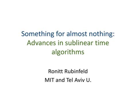 Sublinear time algorithms