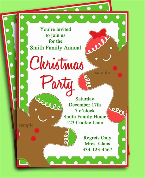 Christmas Party Invitation Printable Gingerbread Kid