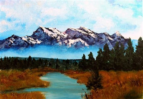 Misty Mountain Scene Painting by Rebecca Davis - Pixels