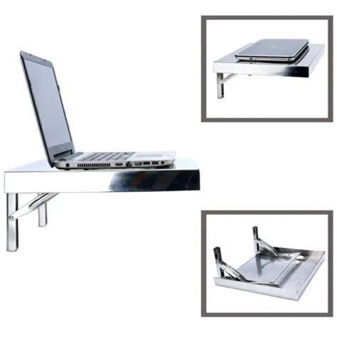 STAINLESS COMPUTER WORKSTATION Wall-Mount Fold Wall Desk for Laptop PC ...