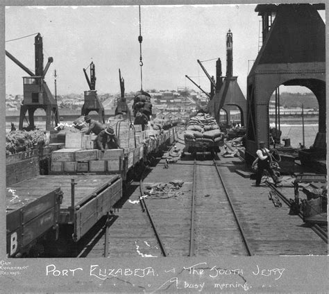 Port Elizabeth, before 1910. A busy morning at the south jetty of Port Elizabeth Harbour. - Atom ...