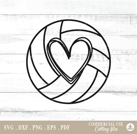 Volleyball Heart Outline Svg, Volleyball Heart Svg, Heart Volleyball Outline Svg, Volleyball ...