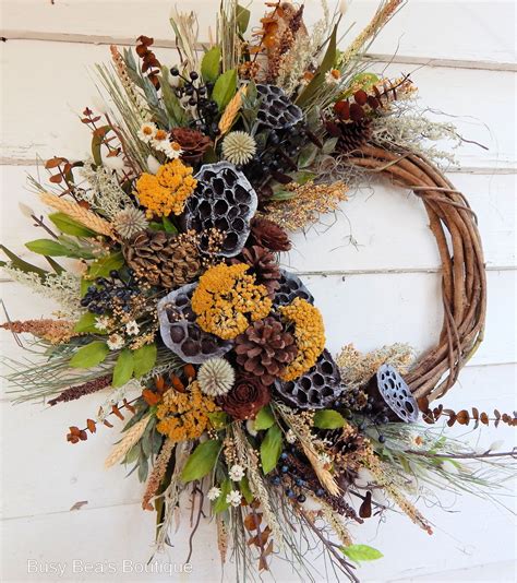 Front Door Wreath, Rustic Wreath, Primitive Wreath, Lotus Pods, Summer-Fall Wreath | Primitive ...