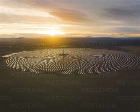 Aerial view of a solar thermal power plant, near Tonopah, Nevada ...