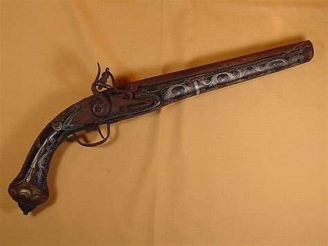 Antique Flintlock Pistol from the 1700s Very Ornate