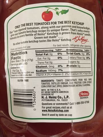 Heinz Ketchup Nutrition Facts Label – Blog Dandk