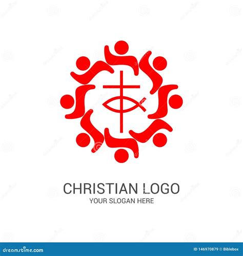 Church Logo and Biblical Symbols. the Unity of Believers in Jesus Christ, the Worship of God ...