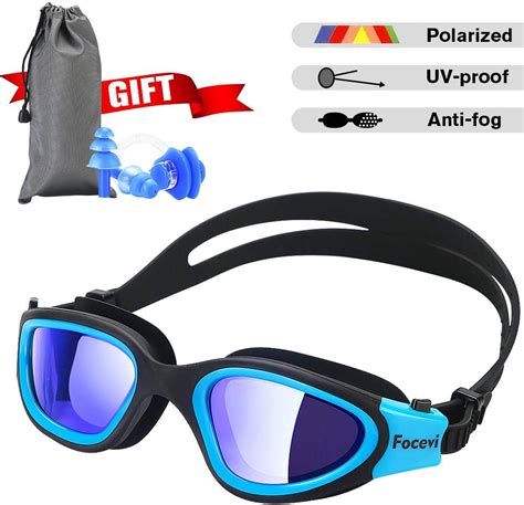 Swimming Goggles for Men/Women, Polarized Anti-Glare Anti-Fog UV Protection Mirrored Wide Vision ...