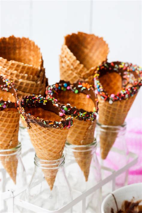 Chocolate Dipped Waffle Cones - Laying God's Table