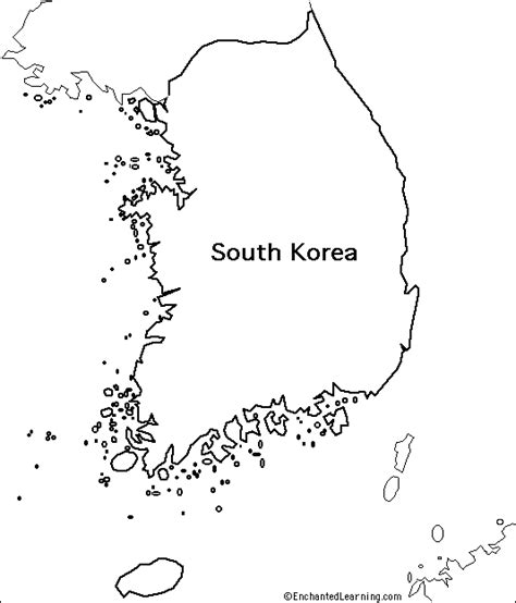 Outline Map South Korea - EnchantedLearning.com