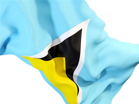 Waving flag closeup. Illustration of flag of Saint Lucia