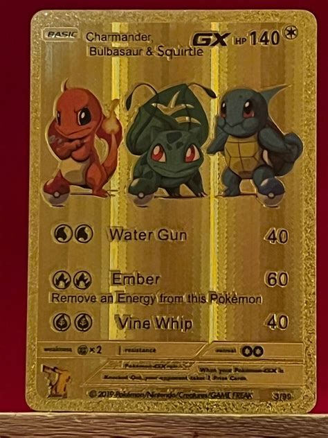 Mavin | Pokemon Card Gold Foil Charmander Squirtle Bulbasaur GX HP 140 ...