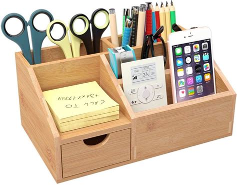 Homfa Bamboo Desk Organiser Desk Tidy Pen Holder Letter … | Ideias de decoração e organização ...