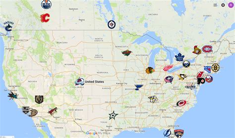 NHL Map | Teams | Logos - Sport League Maps : Maps of Sports Leagues