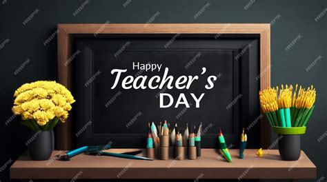 A chalkboard with a frame that says happy teachers' day | Premium AI-generated PSD