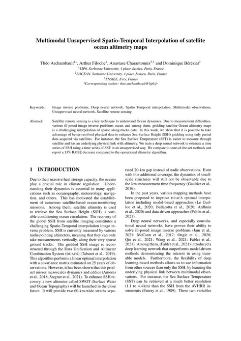 (PDF) Multimodal Unsupervised Spatio-Temporal Interpolation of Satellite Ocean Altimetry Maps