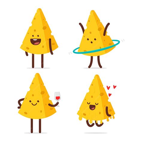 Premium Vector | Cute cheese characters vector cartoon set isolated on ...