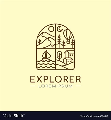 Explorer line logo design template Royalty Free Vector Image