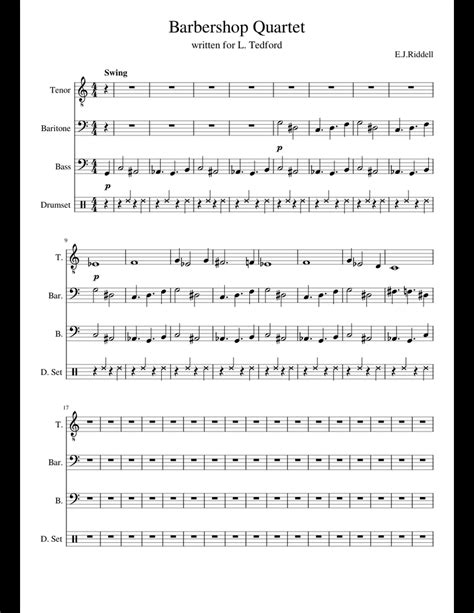 Barbershop Quartet Score sheet music for Voice, Percussion download free in PDF or MIDI