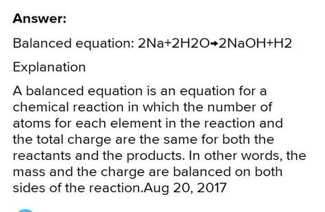 Balance the following chemical equation- Na+H2O NaOH+H2 - Brainly.in