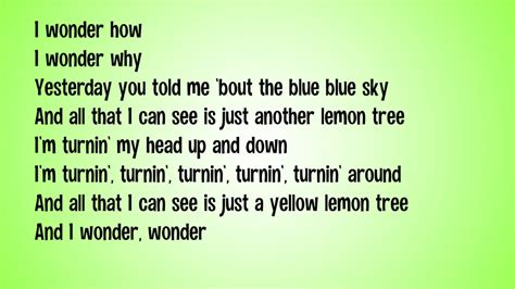 Fool's Garden - Lemon Tree (Lyrics Video) - YouTube