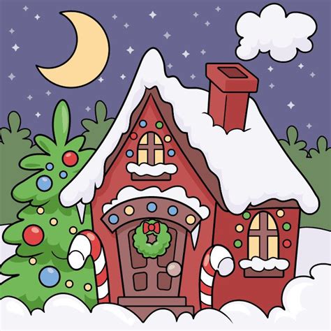 How to Draw a Christmas House - Really Easy Drawing Tutorial | Drawing ...