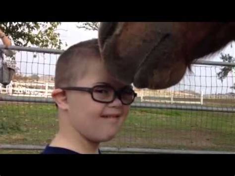 Little Man with Down Syndrome Meeting Bandit his Horse - YouTube