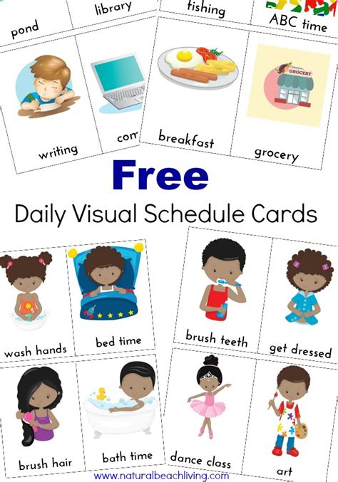 Extra Daily Visual Schedule Cards Free Printables - Natural Beach Living