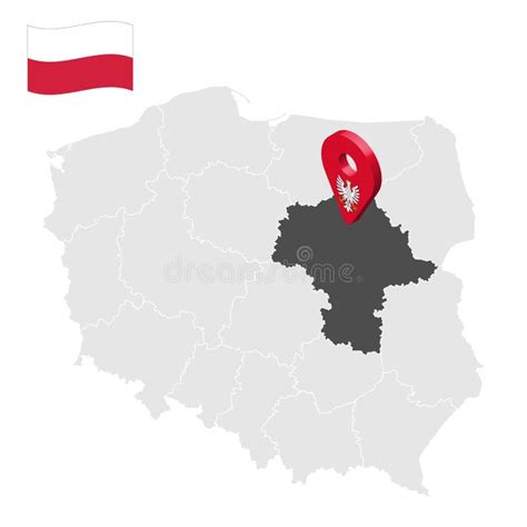 Location of Mazovia on Map Poland. 3d Location Sign Similar To the Flag of Mazovia Stock Vector ...