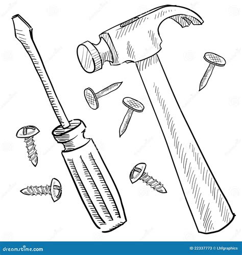 Construction tools sketch stock vector. Illustration of sketch - 22337773