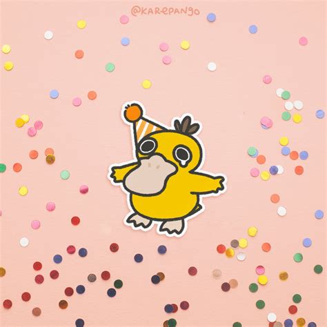 Party Psyduck Cute Psyduck Cute Pokemon Die-cut Decal - Etsy