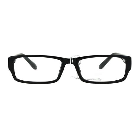 Mens Classic Narrow Rectangular Plastic Clear Lens Eye Glasses Black ...