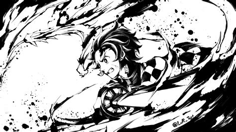 Demon Slayer Black And White Wallpaper - Diariesid