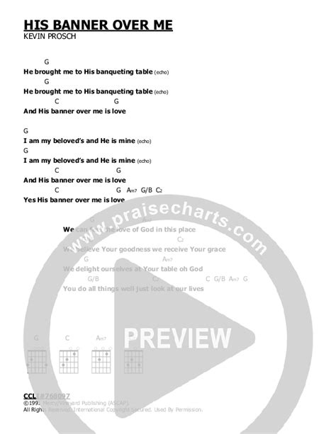 His Banner Over Me Chords PDF ( / Vineyard Worship) - PraiseCharts