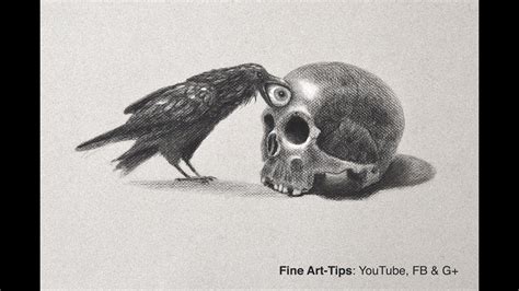 How to Draw A Skull & Crow - Narrated - Halloween Special - YouTube