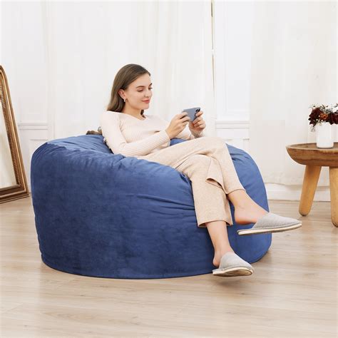 WhizMax 4ft Bean Bag Chair for Adults, Memory Foam Bean Bag Chair with ...