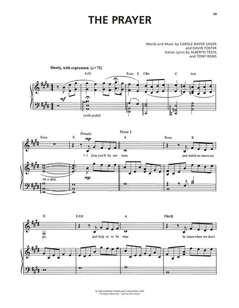 The Prayer by Josh Groban & Charlotte Church Sheet Music for Piano, Vocal & Guitar Chords (Right ...