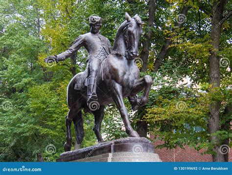 Paul Revere Statue stock photo. Image of tourists, bronze - 130199692